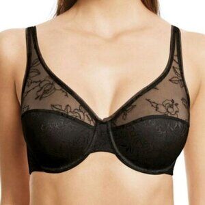 #3491-4 WACOAL My Obsession black rose sexy lace underwire full bra 855245 34 DD